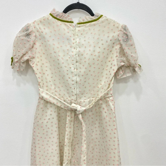 Vintage Union Made pink chiffon ruffle prom formal maxi dress Sz 7 small - Picture 2 of 10